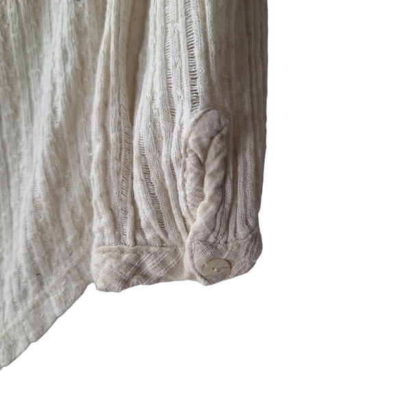 Lucky Brand Size Medium Beige Long Sleeve Textured Henley‎ Pullover Top - Picture 9 of 13